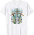 Bunny with Trio Crosses Inspirational Christian Unisex T-shirt, Sweatshirt, Hoodie, Long Sleeve Tee - T-Shirt, Sweatshirt, Hoodie