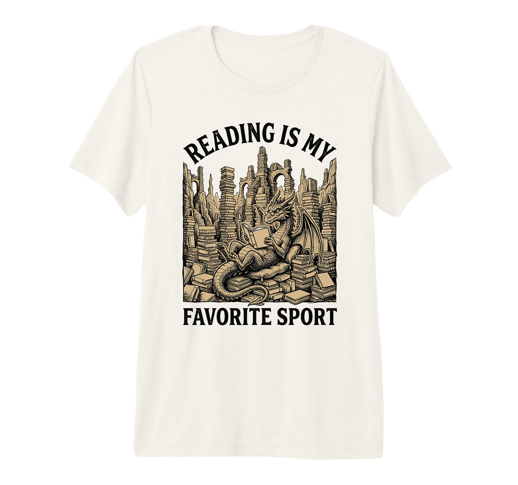 Reading Is My Favorite Sport Dragon T-Shirt - Aesthetic Graphic for Adults - T-Shirt, Sweatshirt, Hoodie