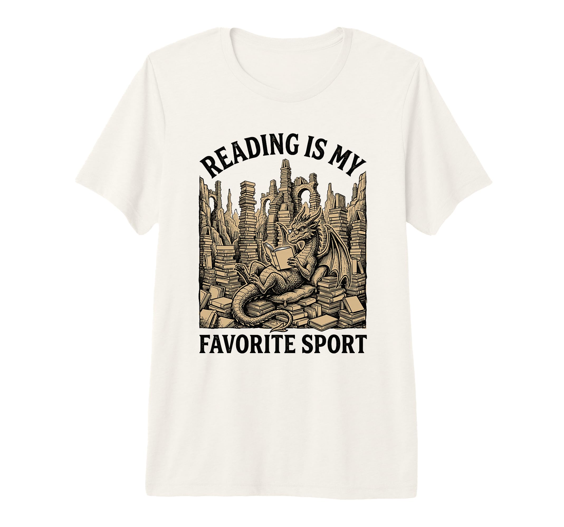 Reading Is My Favorite Sport Dragon T-Shirt - Aesthetic Graphic for Adults - T-Shirt, Sweatshirt, Hoodie