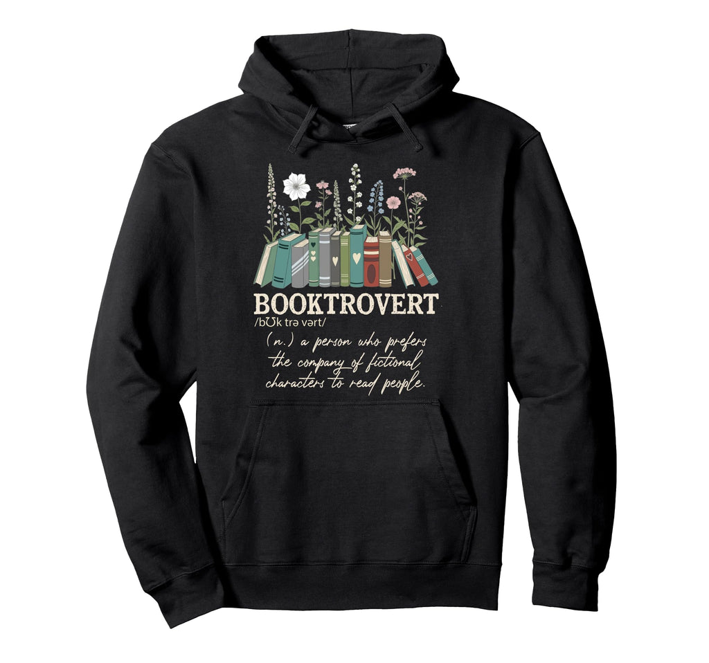 Booktrovert Definition Floral Books Hoodie - Streetwear Style Unisex - T-Shirt, Sweatshirt, Hoodie
