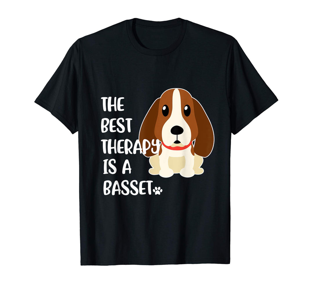 Best Therapy Is Basset Hound Dog T-Shirt - Fun Novelty Design Men Women - T-Shirt, Sweatshirt, Hoodie
