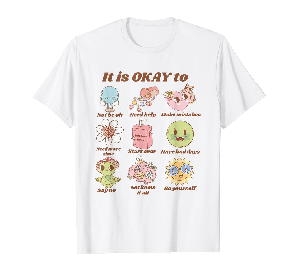 Groovy Its Okay To Mental Health T-Shirt - Custom Art Print for Adults - T-Shirt, Sweatshirt, Hoodie