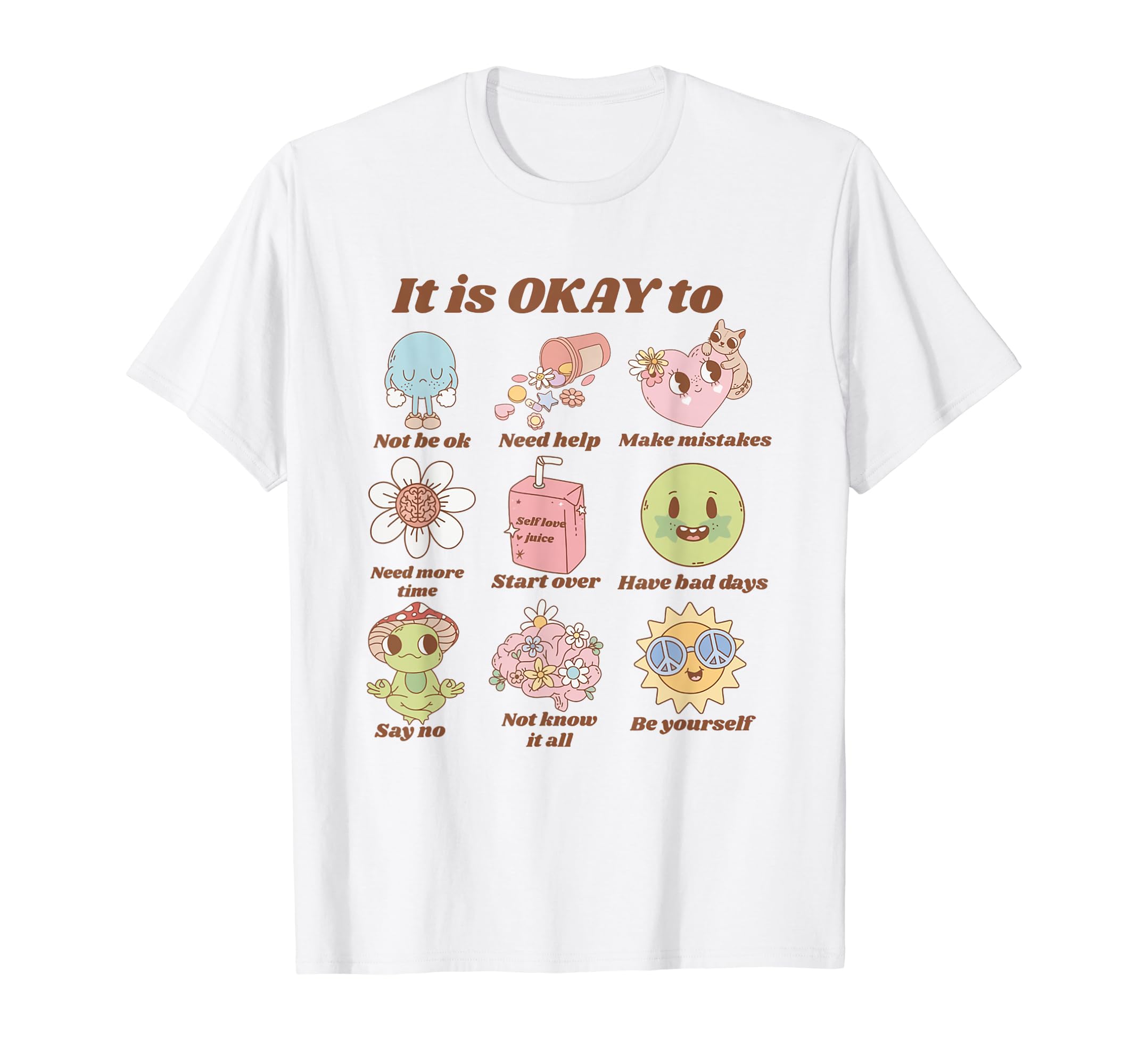 Groovy Its Okay To Mental Health T-Shirt - Custom Art Print for Adults - T-Shirt, Sweatshirt, Hoodie