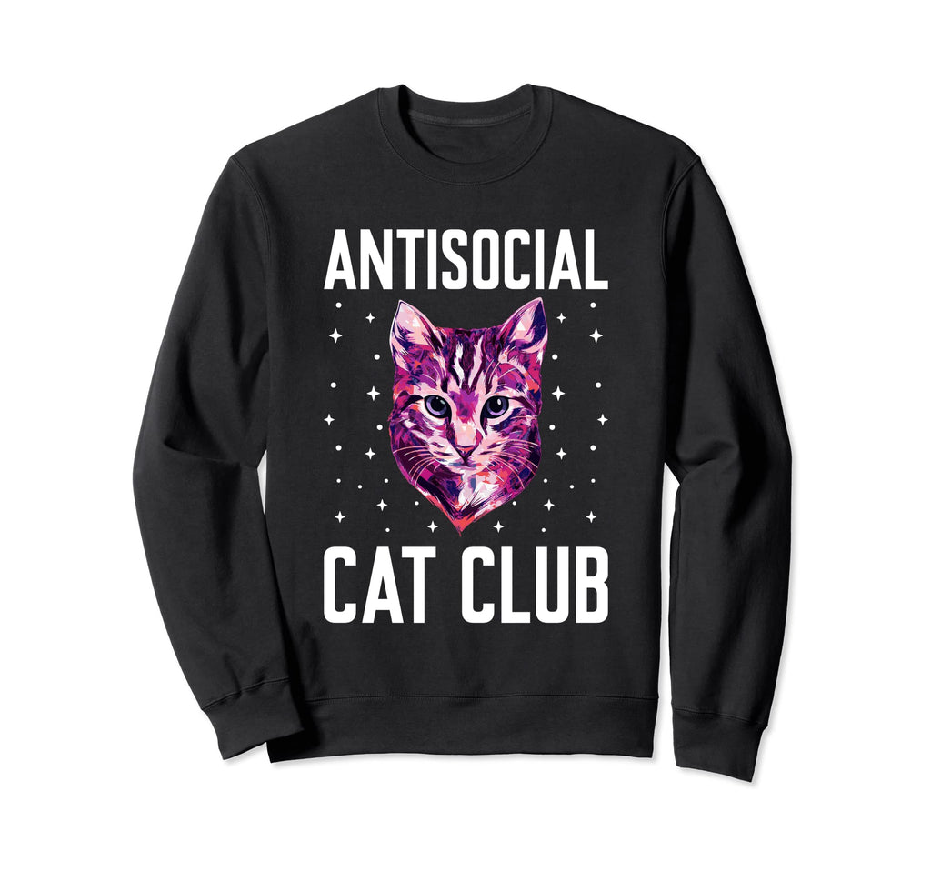 Antisocial Cat Club Introvert Cat Sweatshirt - Trendy Graphic for Adults - T-Shirt, Sweatshirt, Hoodie
