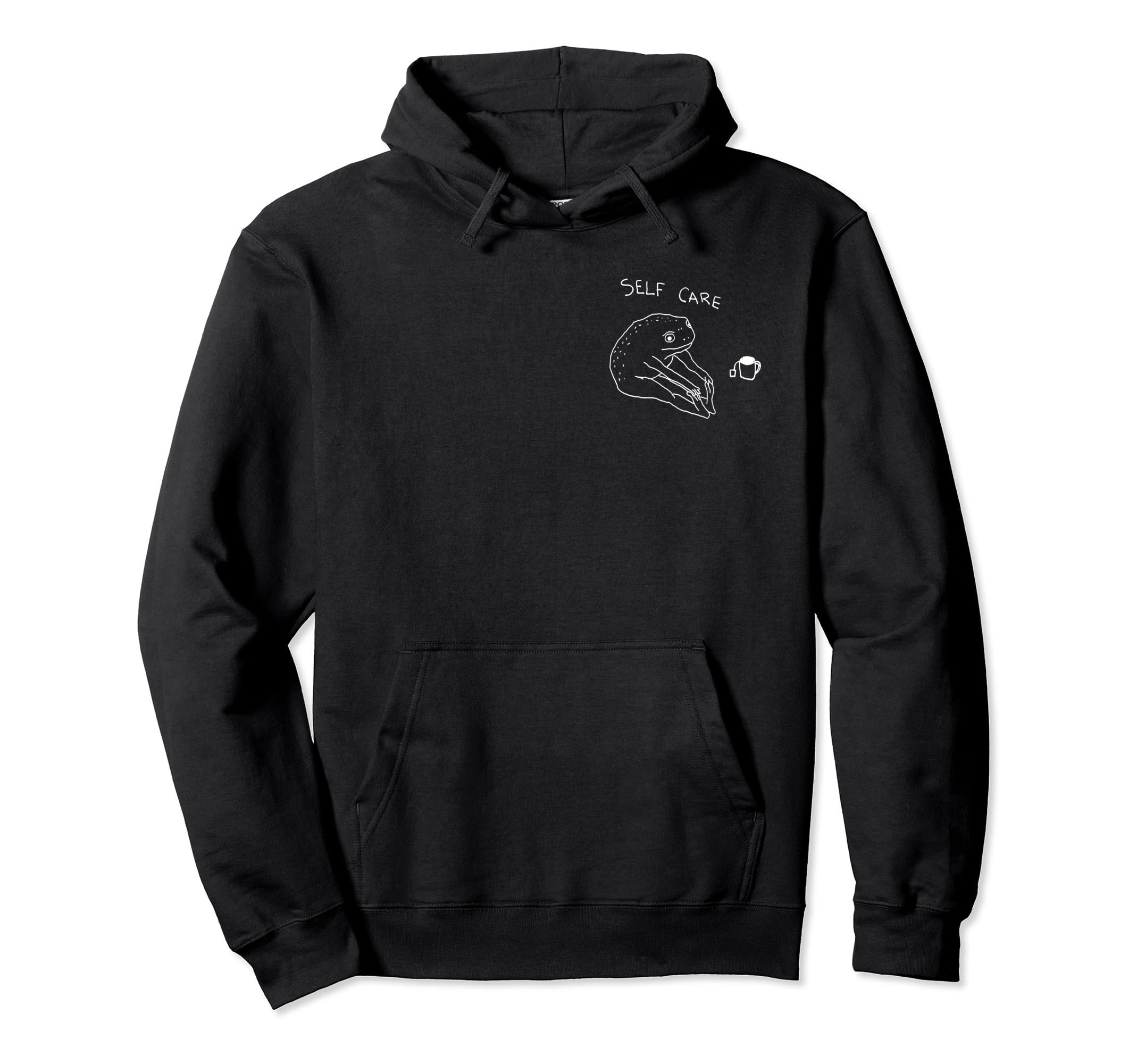 Self Care Frog Drinking Tea Hoodie - Fun Novelty Design for Adults - T-Shirt, Sweatshirt, Hoodie