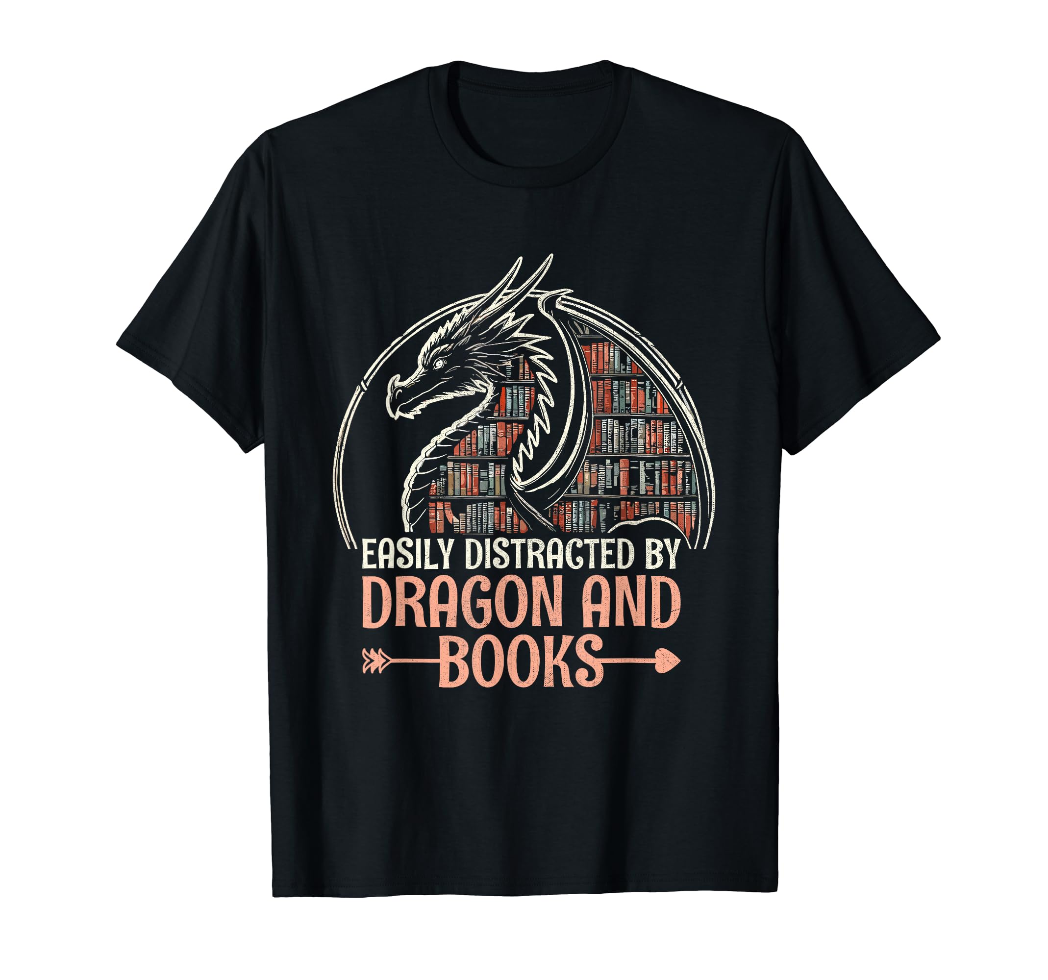 Easily Distracted Dragons And Books T-Shirt - Novelty Apparel Men Women - T-Shirt, Sweatshirt, Hoodie