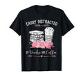 Easily Distracted Books And Coffee T-Shirt - Custom Art Print Men Women - T-Shirt, Sweatshirt, Hoodie