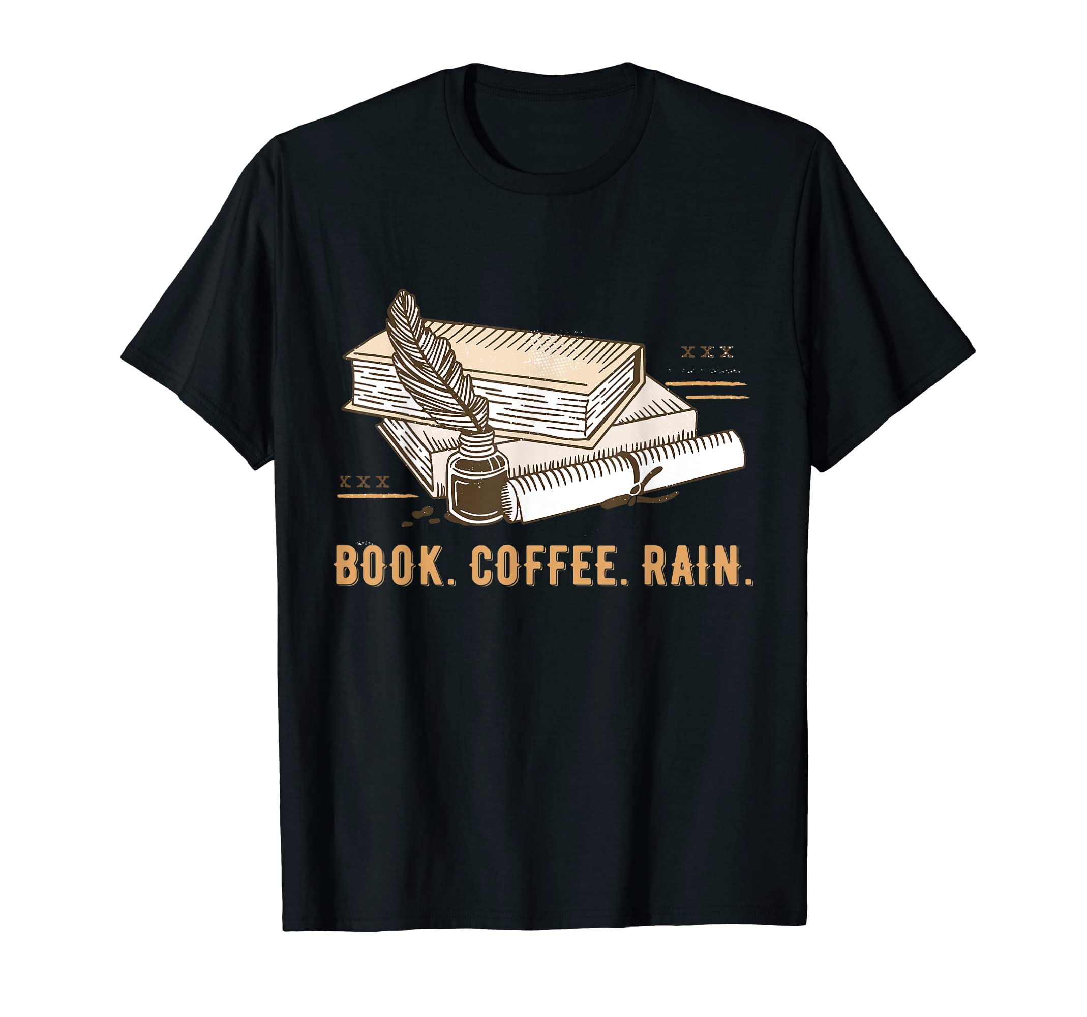 Book Coffee Rain Introvert Bookworm T-Shirt - Unique Graphic Unisex - T-Shirt, Sweatshirt, Hoodie