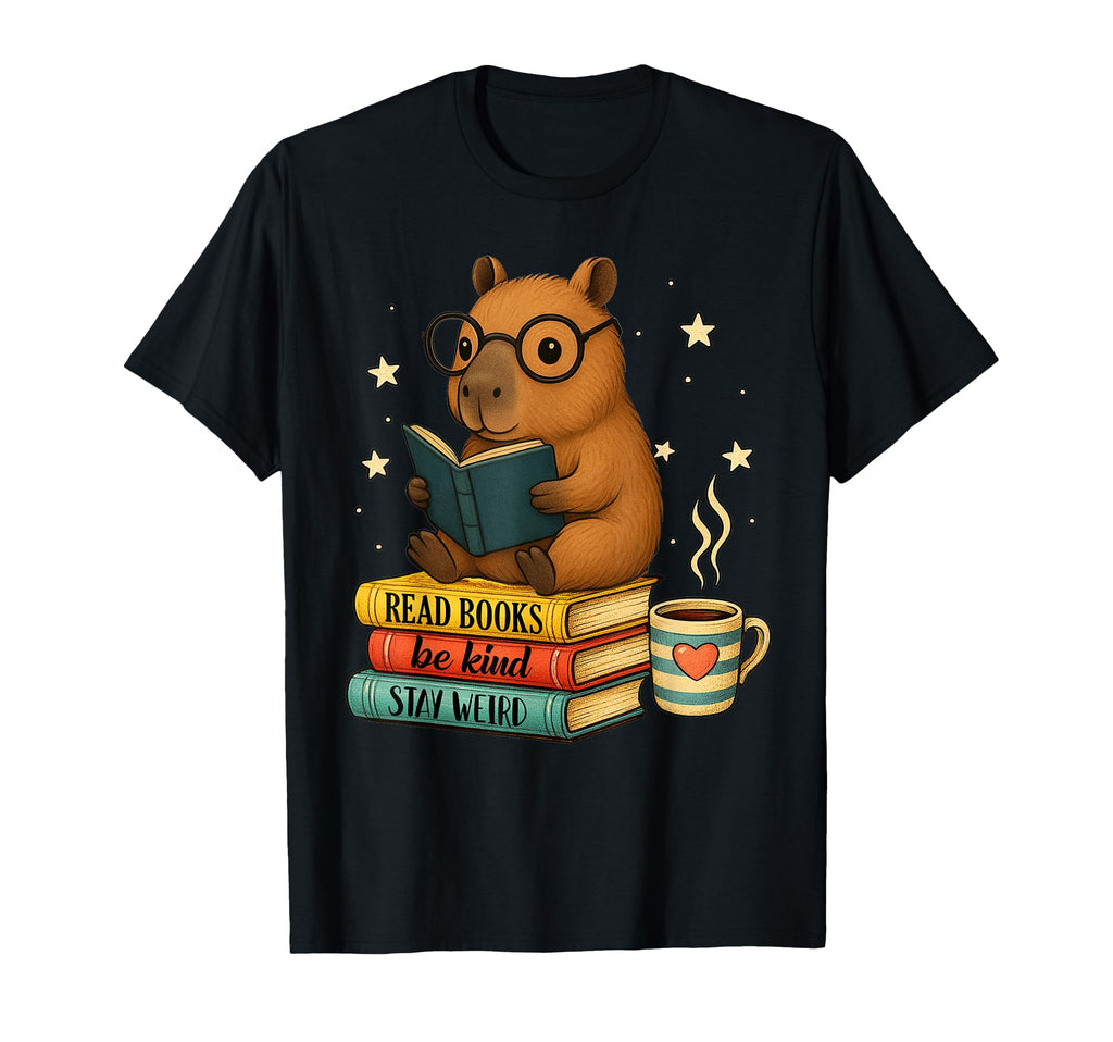 Book Lover Capybara Reading Books Library T-Shirt - Trendy Graphic Unisex - T-Shirt, Sweatshirt, Hoodie