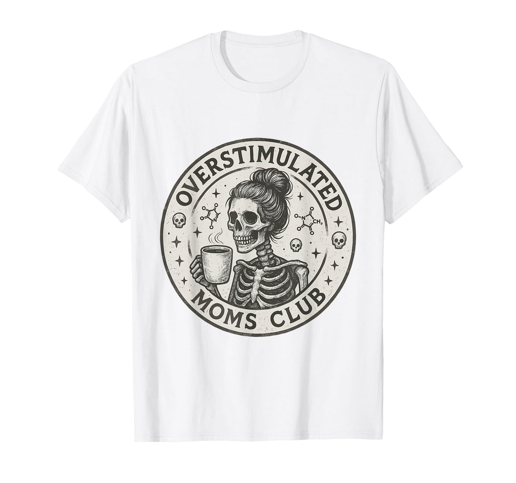 Moms Club Overstimulated Groovy Hoodie - Minimalist Print Men Women - T-Shirt, Sweatshirt, Hoodie