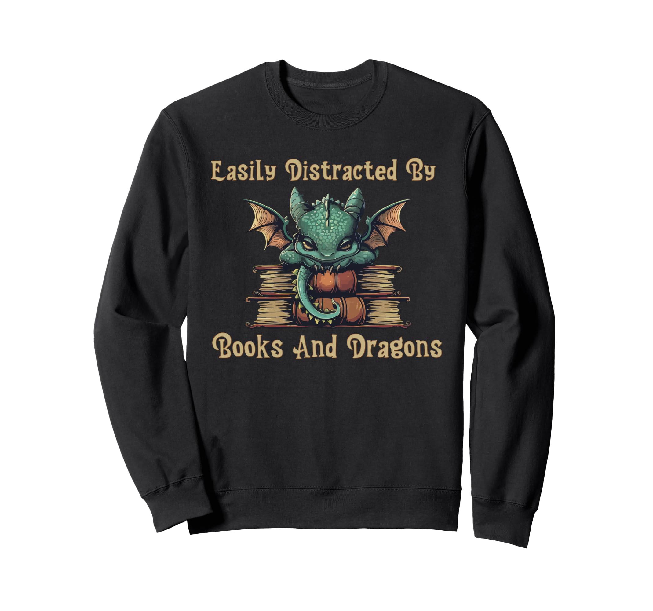 Easily Distracted Books And Dragons Sweatshirt - Minimalist Print Men Women - T-Shirt, Sweatshirt, Hoodie
