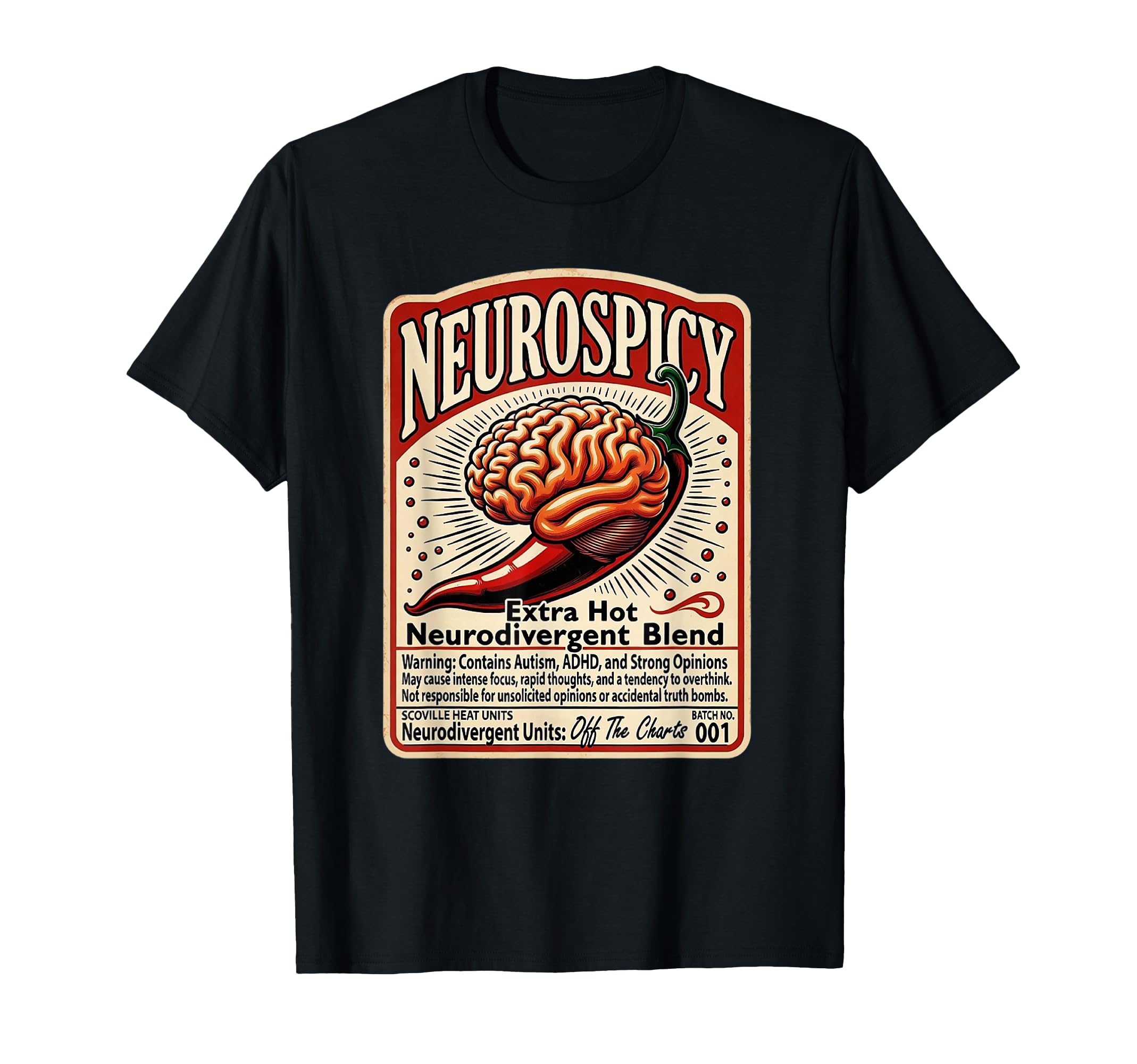 Neurospicy Hot Sauce Brain Adhd Autism T-Shirt - Custom Art Print Men Women - T-Shirt, Sweatshirt, Hoodie