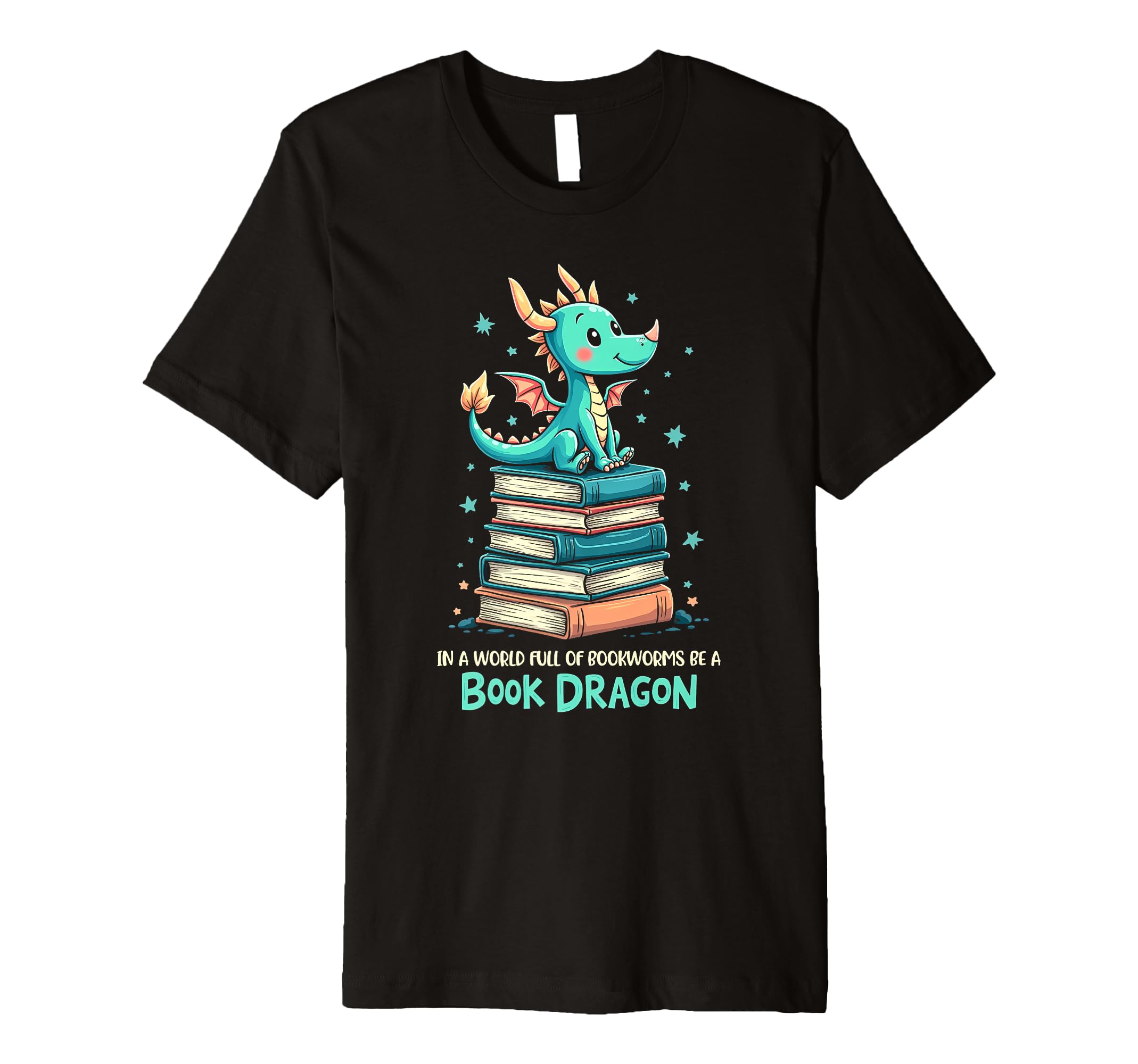 Enthusiastic Dragon Reading Passion Book T-Shirt - Unique Graphic Unisex - T-Shirt, Sweatshirt, Hoodie