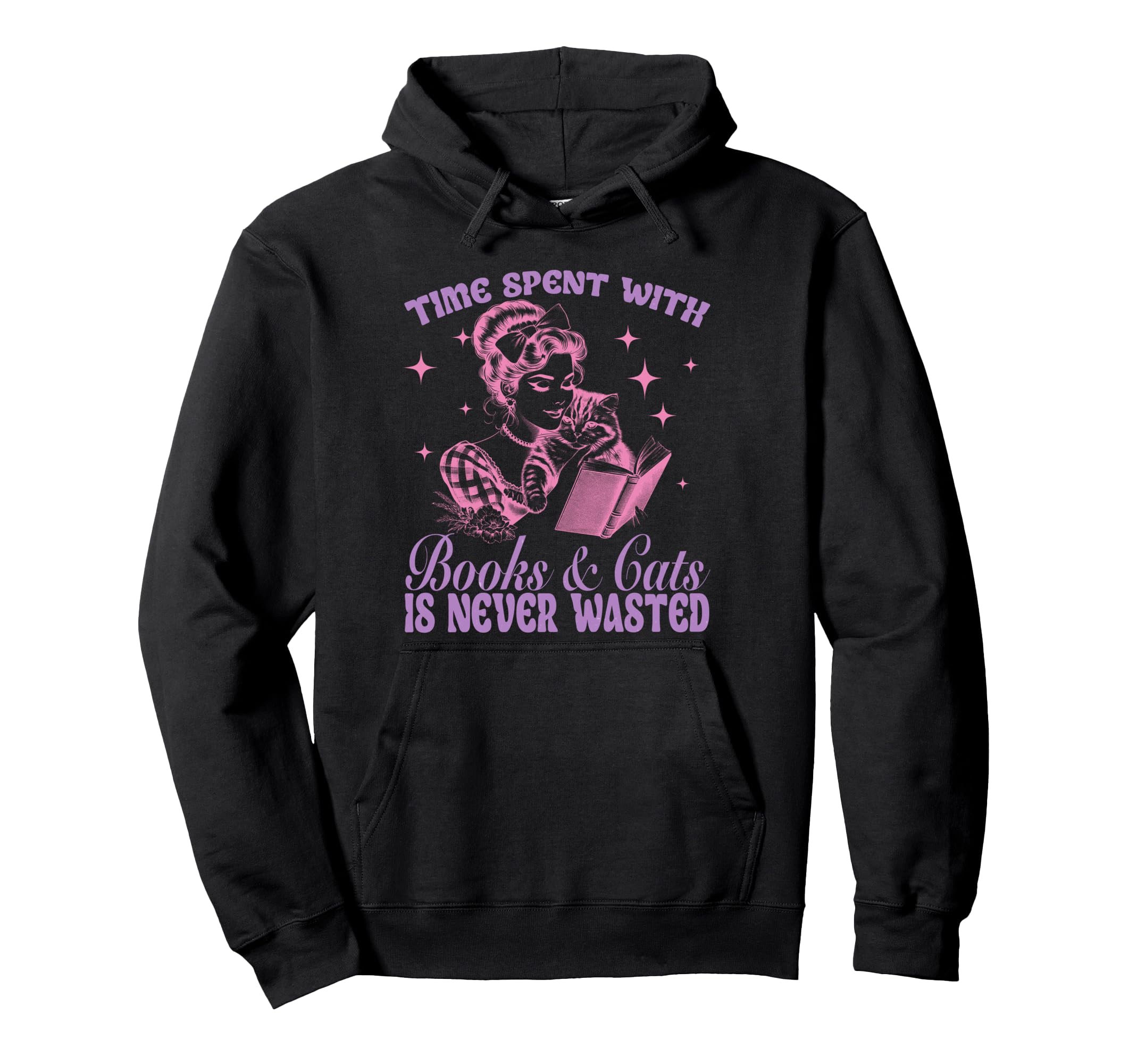 Book Lovers Time Spent Books And Cats Is Hoodie - Graphic Print Men Women - T-Shirt, Sweatshirt, Hoodie