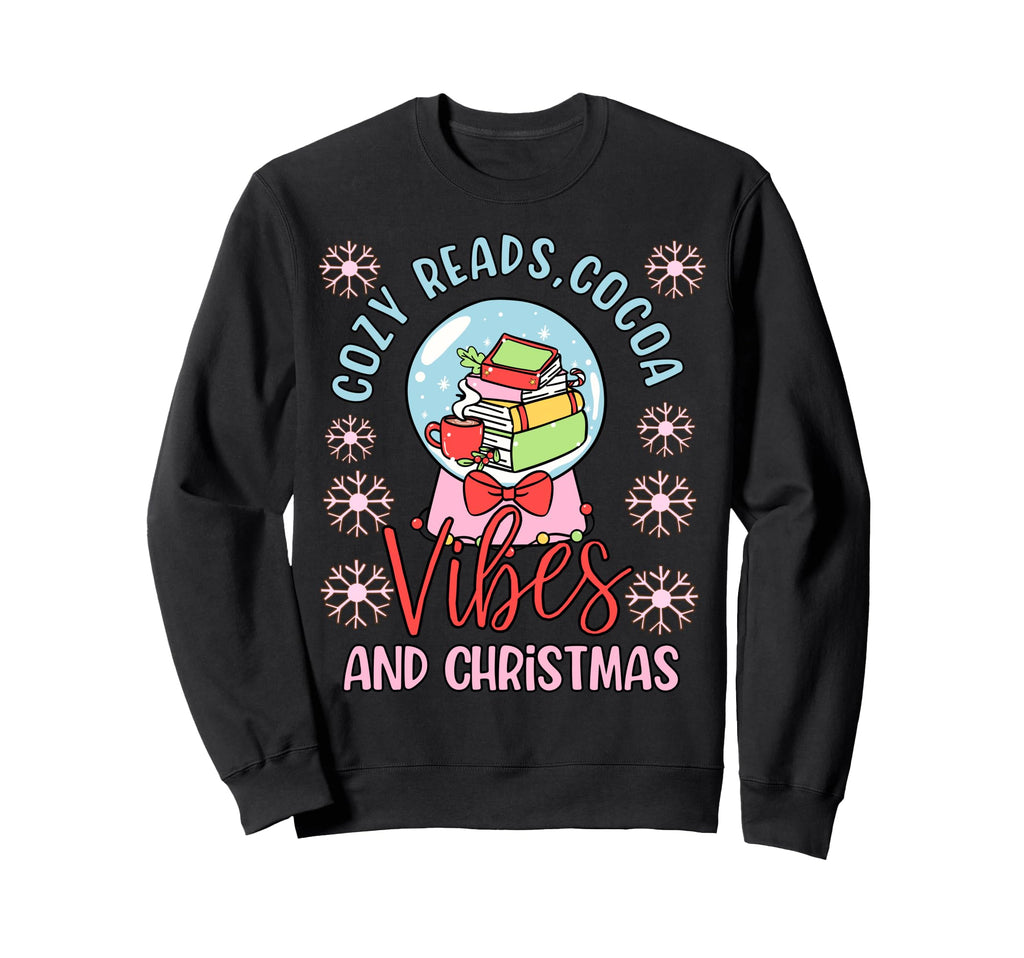 Cozy Vibes Snow Globe And Books Sweatshirt - Custom Art Print Men Women - T-Shirt, Sweatshirt, Hoodie