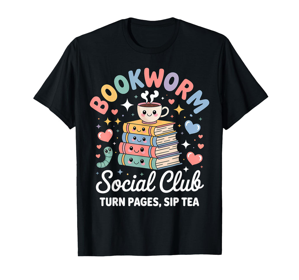 Bookworm Social Club Kawaii Reading Lover T-Shirt - Graphic Print Unisex - T-Shirt, Sweatshirt, Hoodie