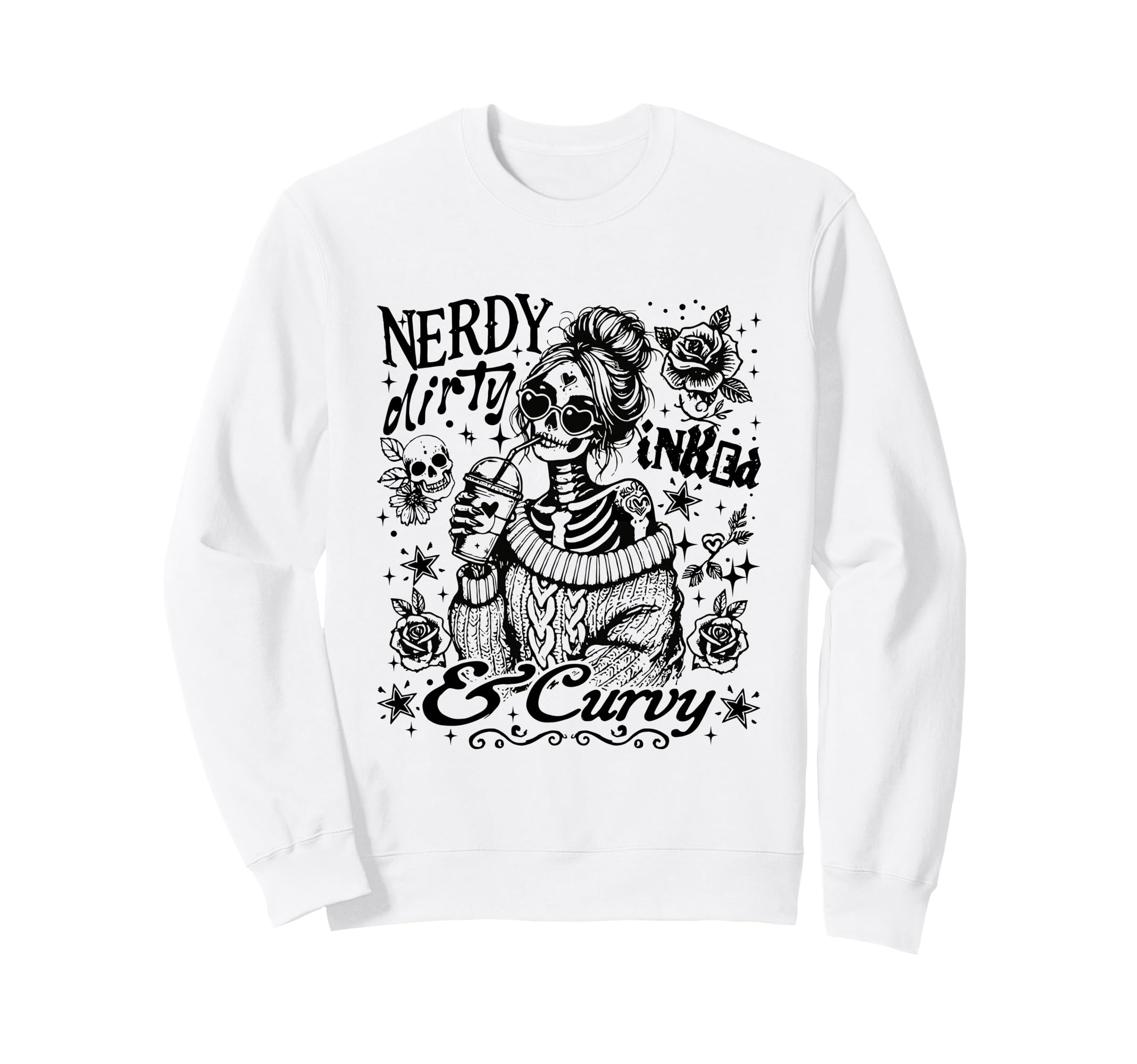Nerdy Dirty Inked And Curvy Sassy Sweatshirt - Custom Art Print for Adults - T-Shirt, Sweatshirt, Hoodie