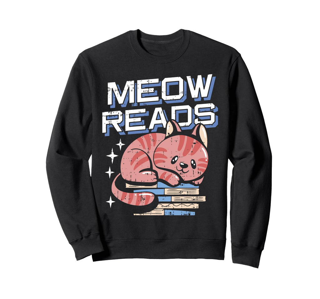 Meow Reads Reading Book Lover Sweatshirt - Streetwear Style for Adults - T-Shirt, Sweatshirt, Hoodie