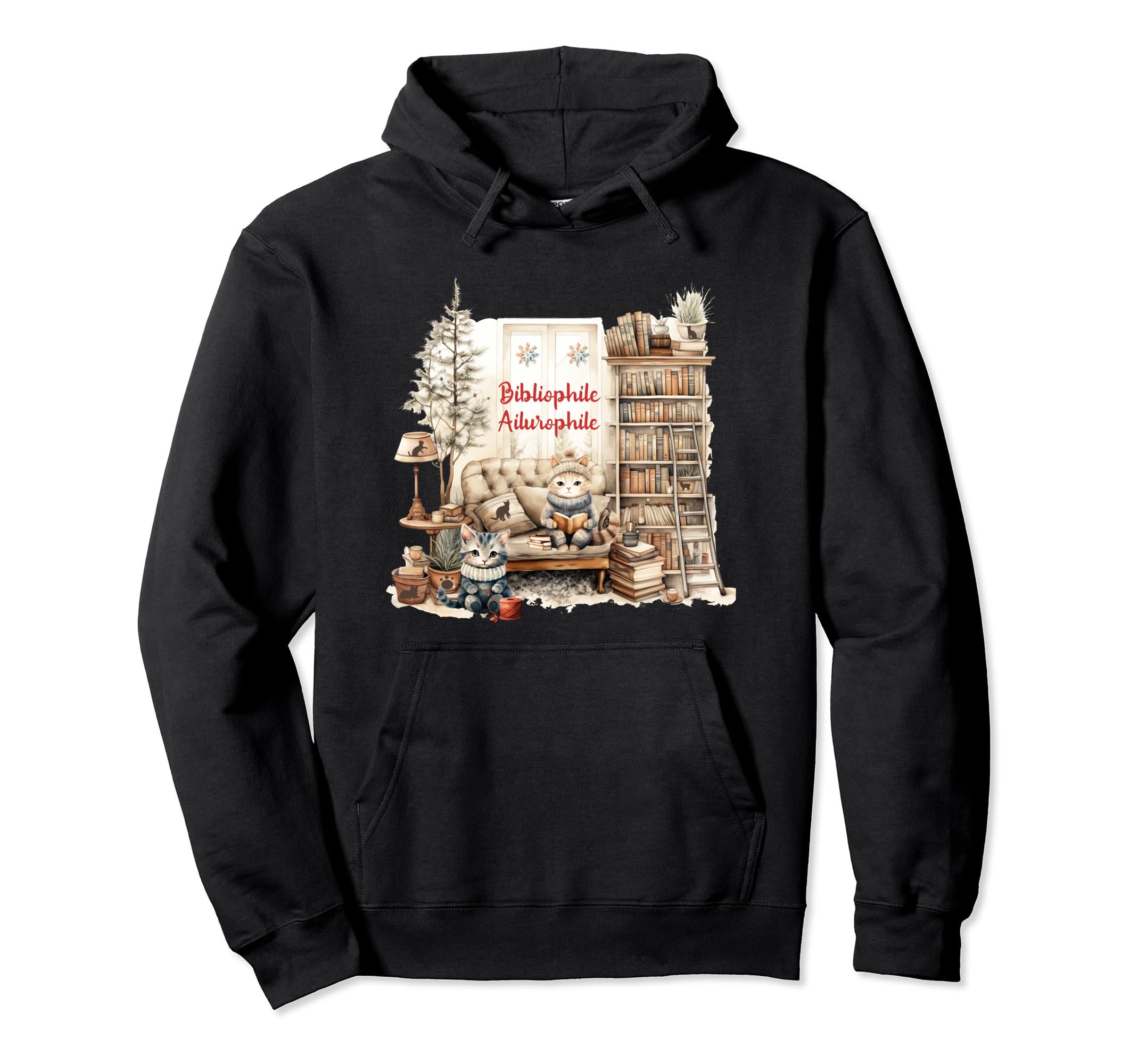 Ailurophile Bibliophile Hoodie - Fun Novelty Design Unisex - T-Shirt, Sweatshirt, Hoodie