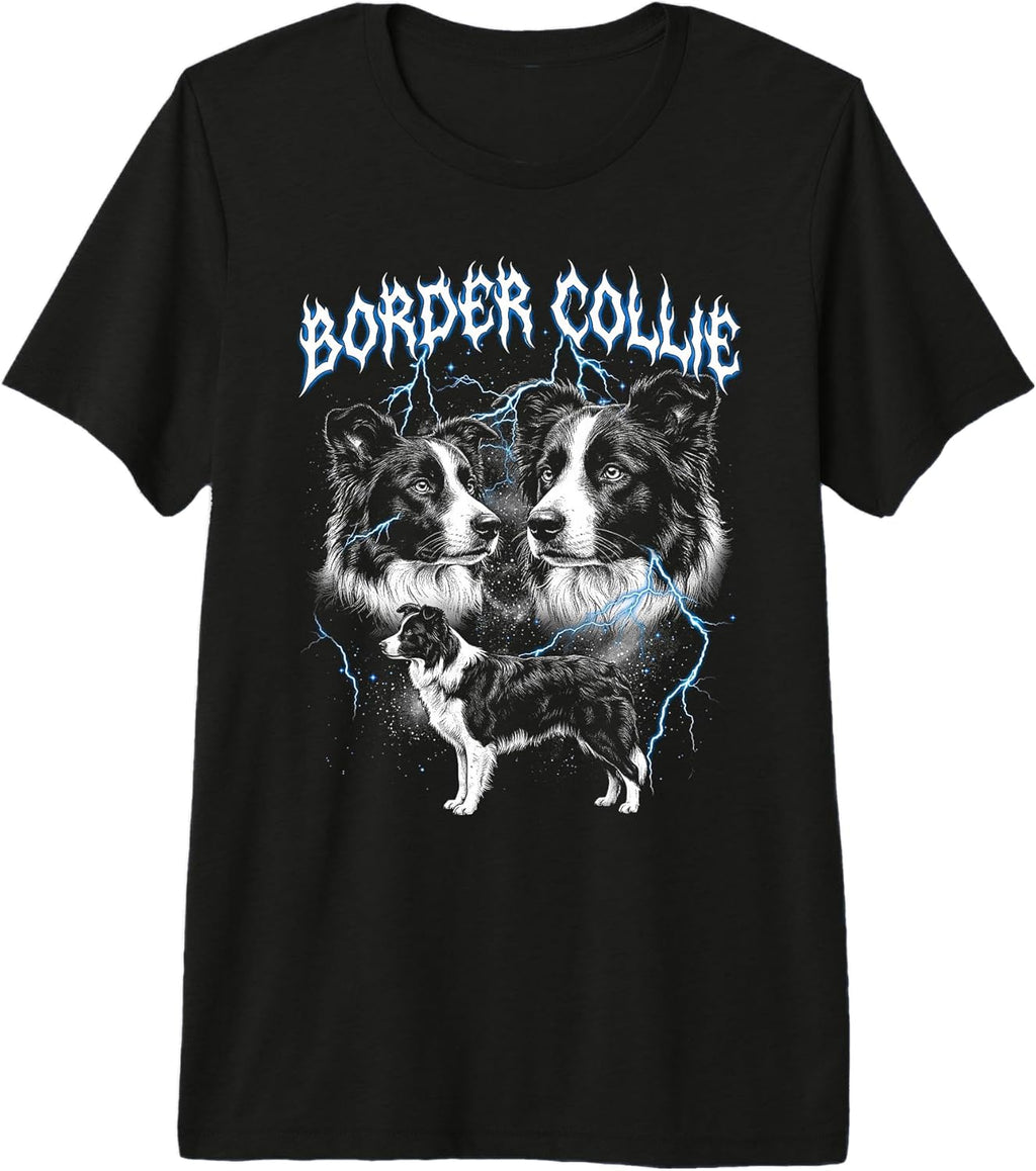 Border Collie Vintage 90s Heavy Metal Style Dog Lover Premium Tri-Blend T-Shirt Unisex T-shirt, Sweatshirt, Hoodie, Long Sleeve Tee - T-Shirt, Sweatshirt, Hoodie
