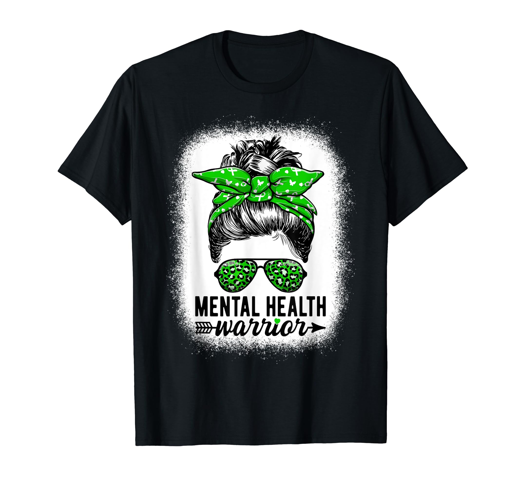 Mental Health Warrior Messy Bun Mental T-Shirt - Graphic Print for Adults - T-Shirt, Sweatshirt, Hoodie