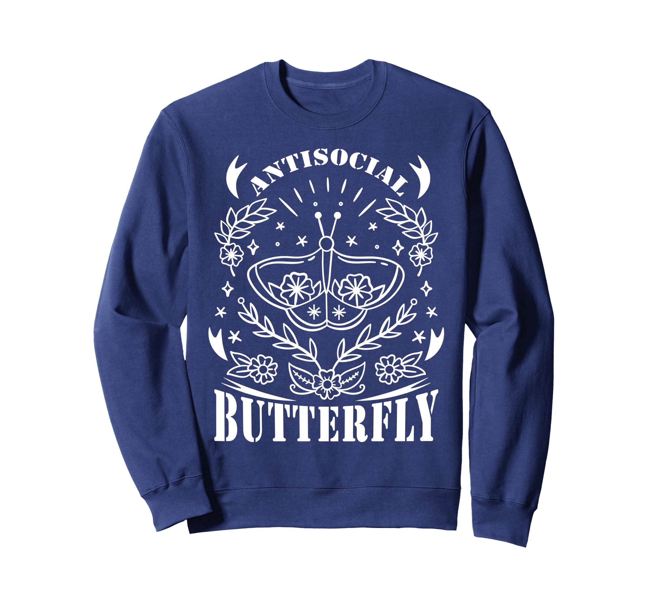 Antisocial Butterfly Funny Sweatshirt - Minimalist Print for Adults - T-Shirt, Sweatshirt, Hoodie