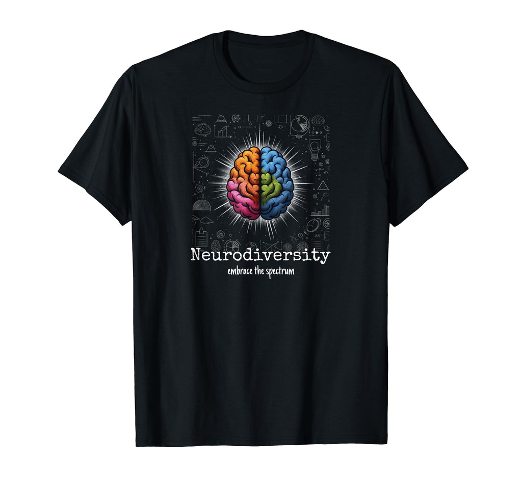 Colorful Rainbow Brain Neurodiversity T-Shirt - Novelty Apparel Men Women - T-Shirt, Sweatshirt, Hoodie