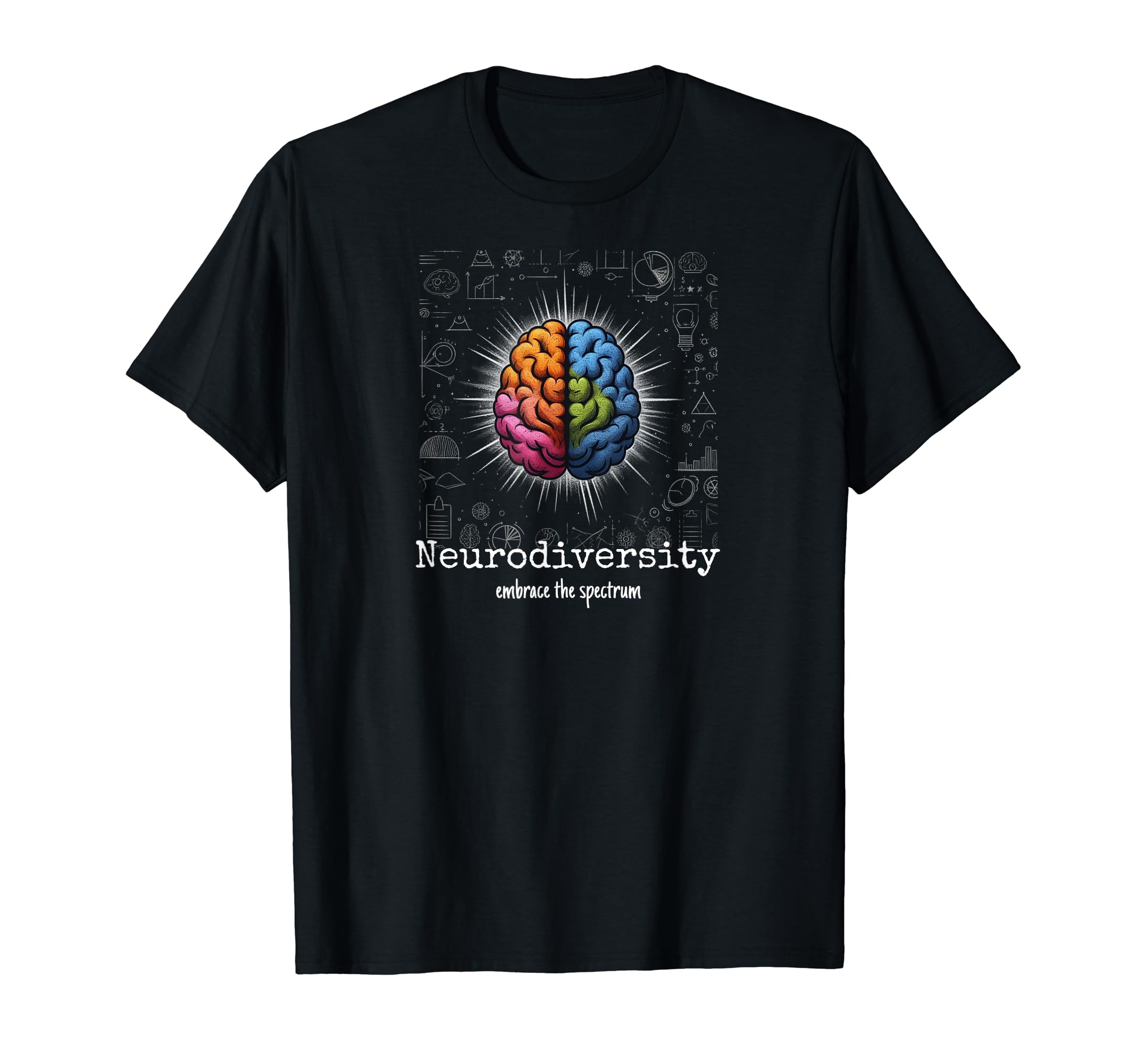 Colorful Rainbow Brain Neurodiversity T-Shirt - Novelty Apparel Men Women - T-Shirt, Sweatshirt, Hoodie