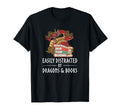 Easily Distracted Books And Dragons Book T-Shirt - Minimalist Print Unisex - T-Shirt, Sweatshirt, Hoodie
