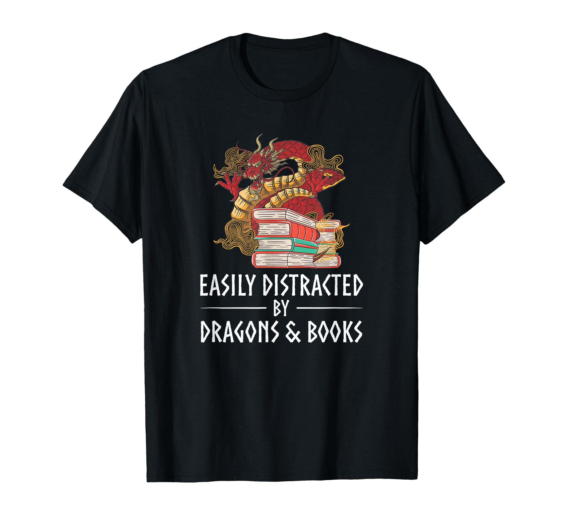 Easily Distracted Books And Dragons Book T-Shirt - Minimalist Print Unisex - T-Shirt, Sweatshirt, Hoodie