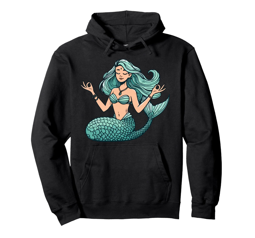 Meditation Mermaid Yoga Pose Relaxing Hoodie - Trendy Graphic Men Women - T-Shirt, Sweatshirt, Hoodie