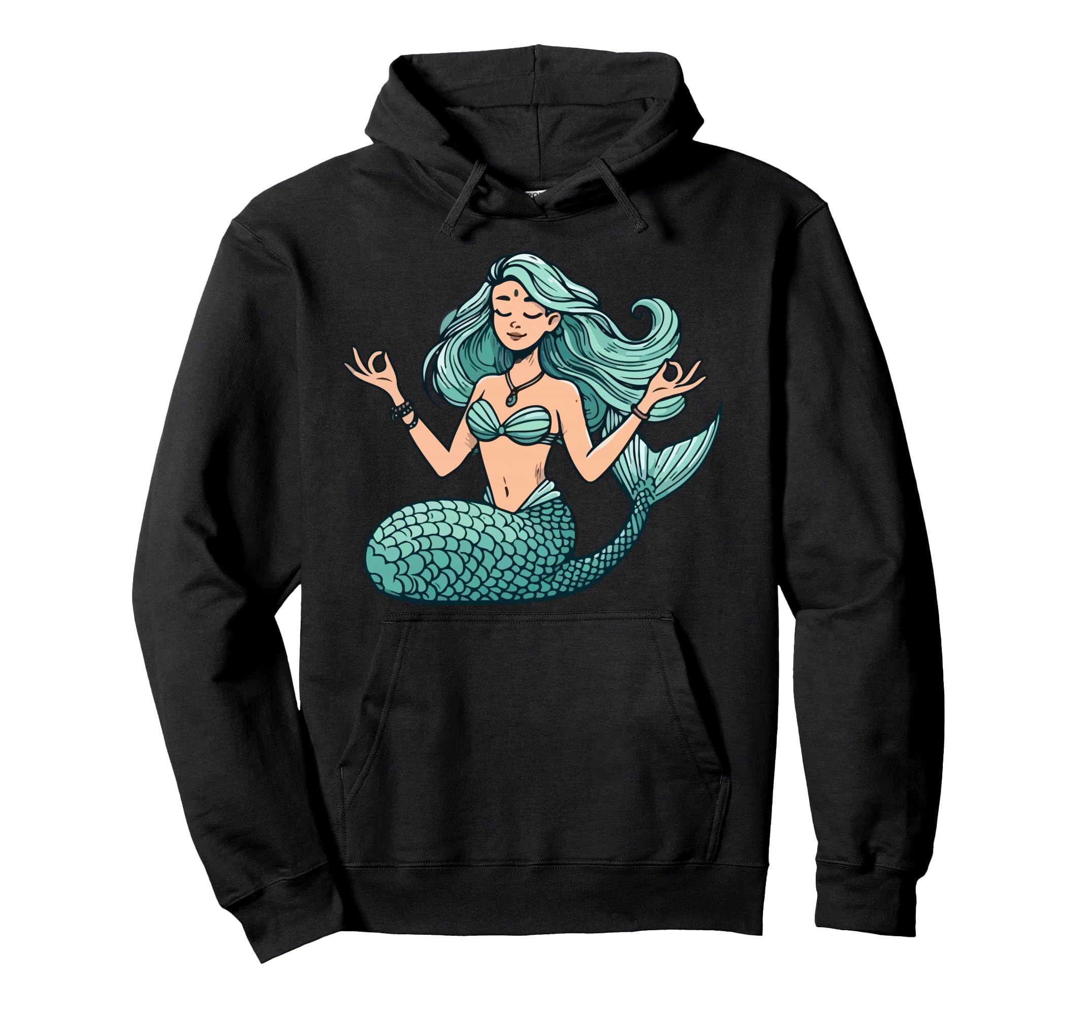 Meditation Mermaid Yoga Pose Relaxing Hoodie - Trendy Graphic Men Women - T-Shirt, Sweatshirt, Hoodie