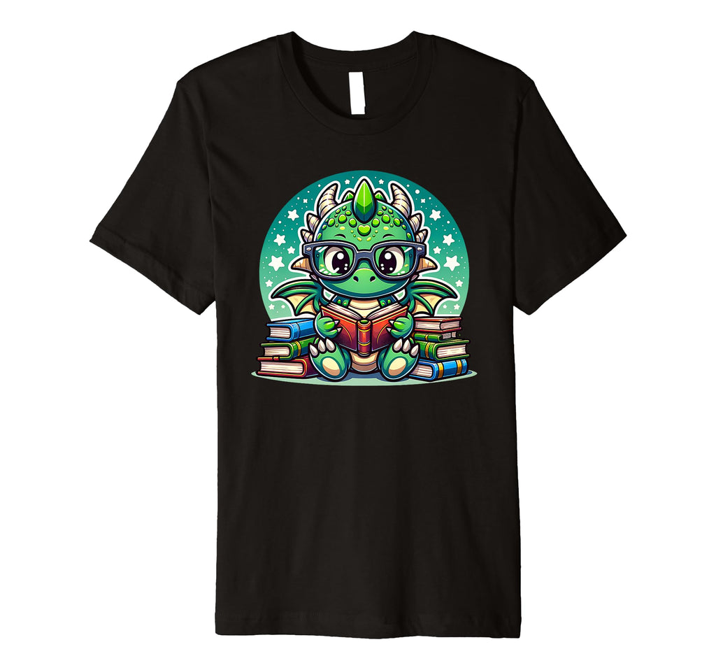 Dragon Glasses Reading Book Bookworm T-Shirt - Unique Graphic Men Women - T-Shirt, Sweatshirt, Hoodie