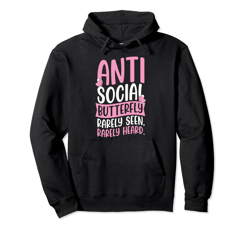 Antisocial Butterfly Rarely Seen Hoodie - Minimalist Print for Adults - T-Shirt, Sweatshirt, Hoodie