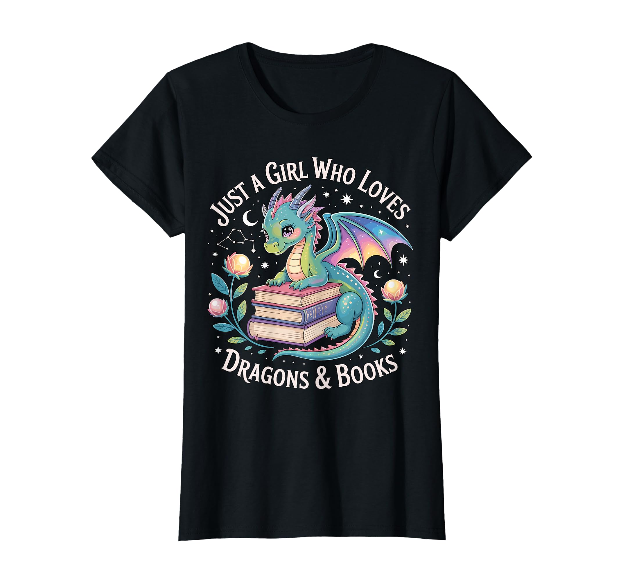 Just Who Loves Dragons And Books Reading T-Shirt - Graphic Print for Adults - T-Shirt, Sweatshirt, Hoodie