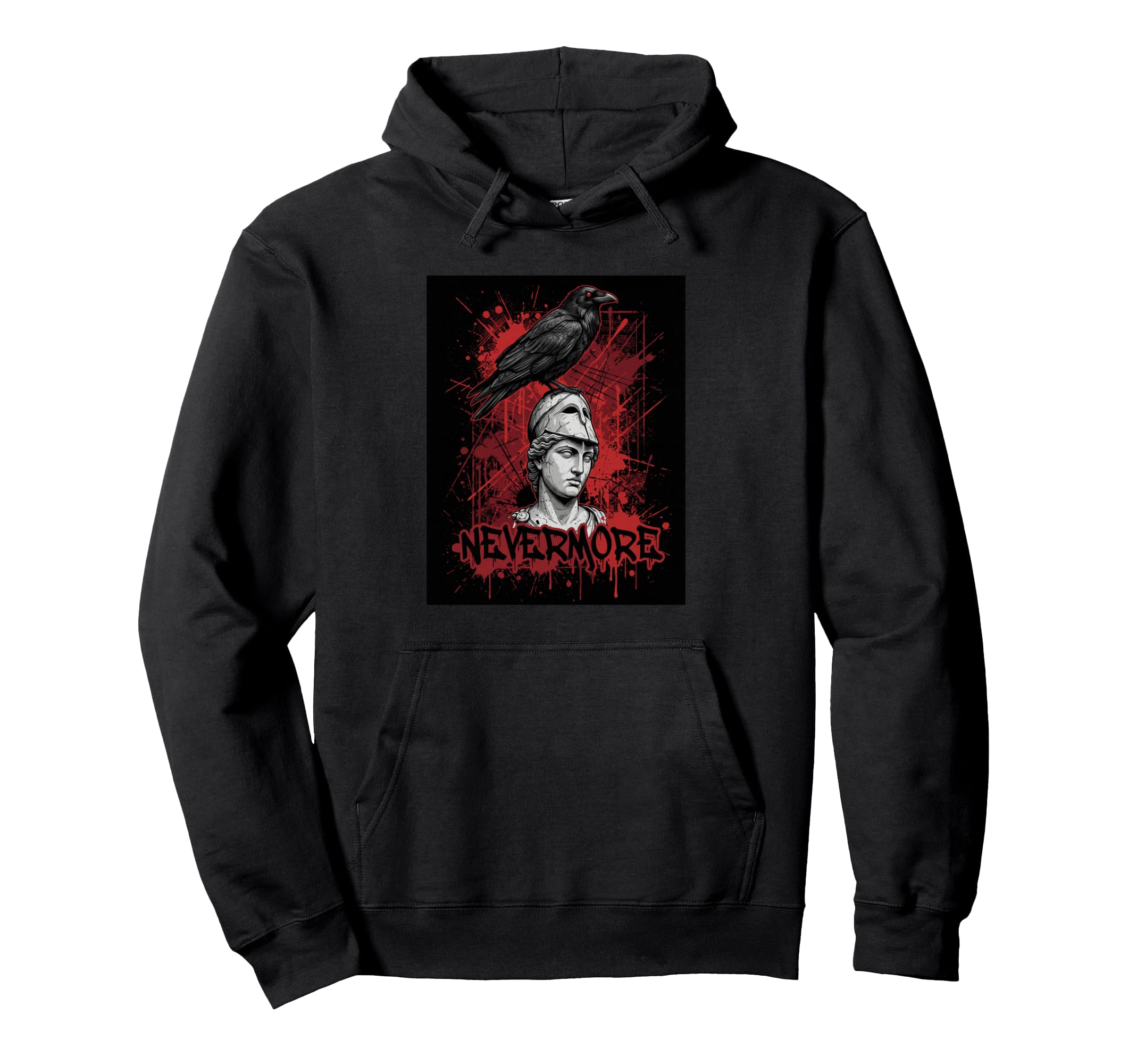 Nevermore Raven Crow Bust Dark Academia Hoodie - Custom Art Print Unisex - T-Shirt, Sweatshirt, Hoodie