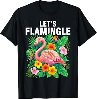 Cute Pink Flamingo Graphic Lets Flamingle Birthday T-Shirt Unisex T-shirt, Sweatshirt, Hoodie, Long Sleeve Tee - T-Shirt, Sweatshirt, Hoodie