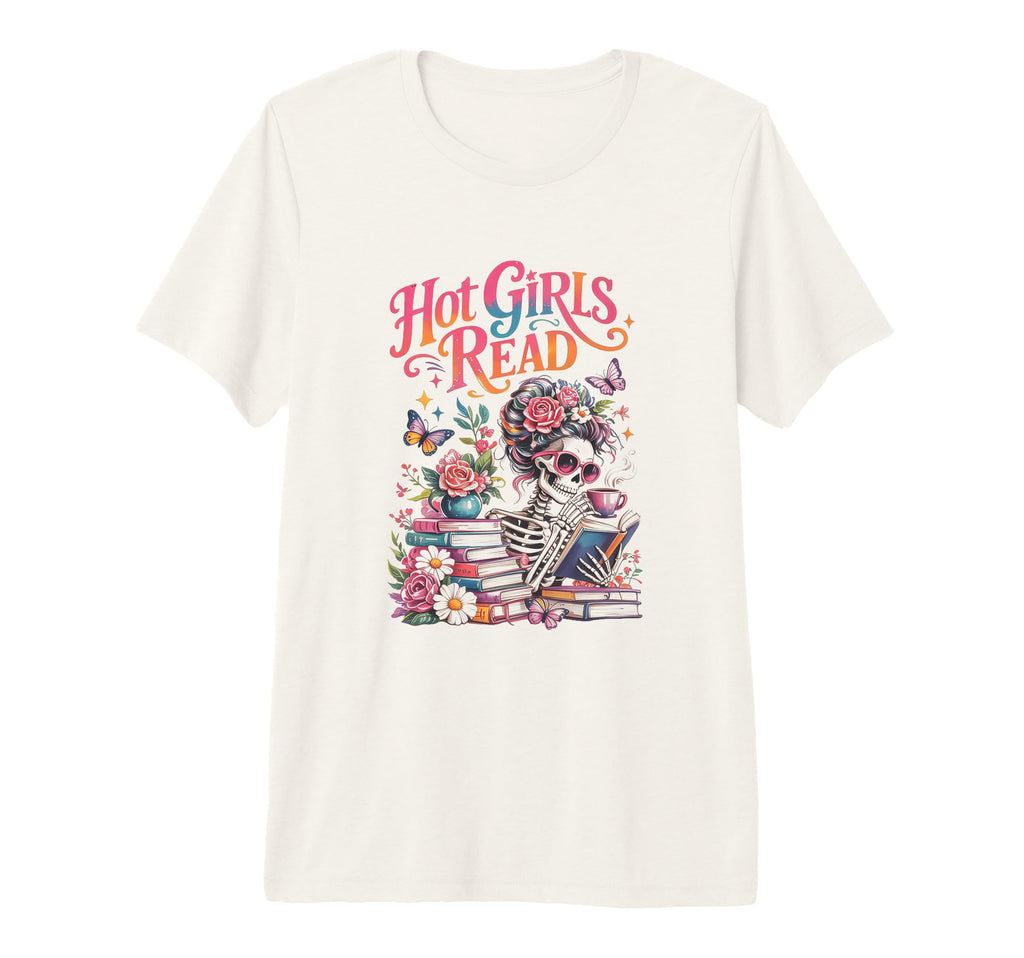 Hot Reader Floral Book Lover Skeleton T-Shirt - Unique Graphic for Adults - T-Shirt, Sweatshirt, Hoodie