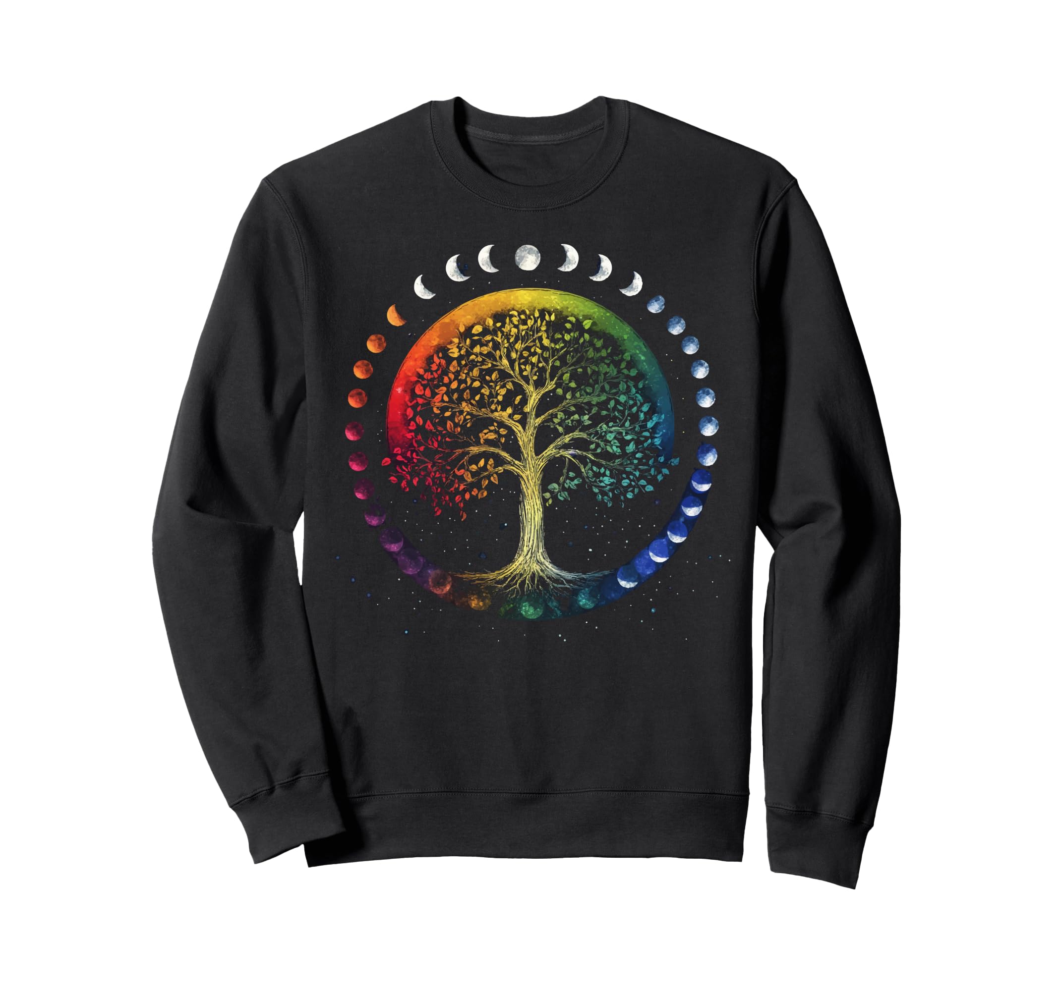 Phases Moon Tree Chakra Yoga Yogi Sweatshirt - Trendy Graphic Men Women - T-Shirt, Sweatshirt, Hoodie