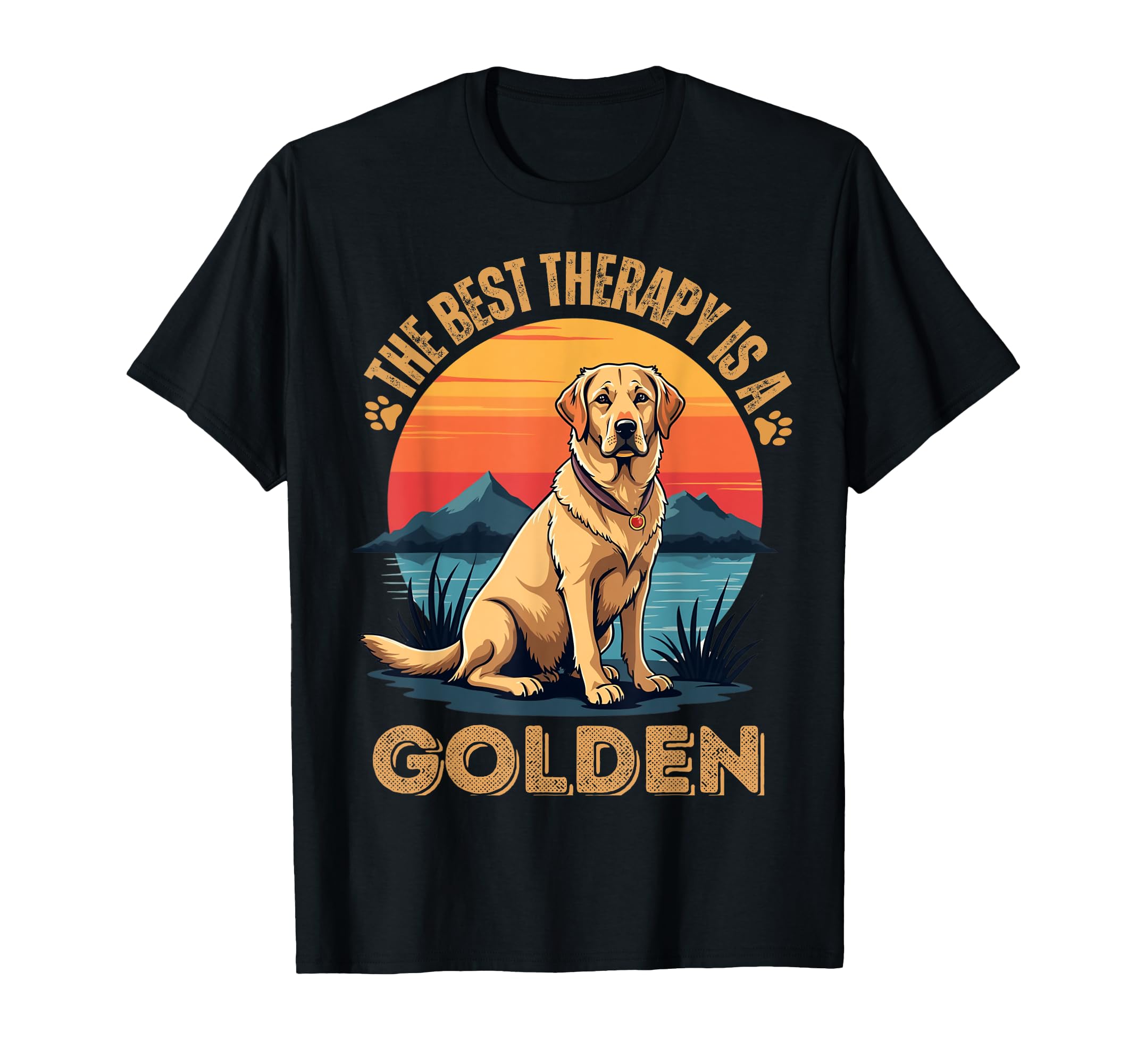 Best Therapy Is Golden Dog Lover T-Shirt - Novelty Apparel for Adults - T-Shirt, Sweatshirt, Hoodie