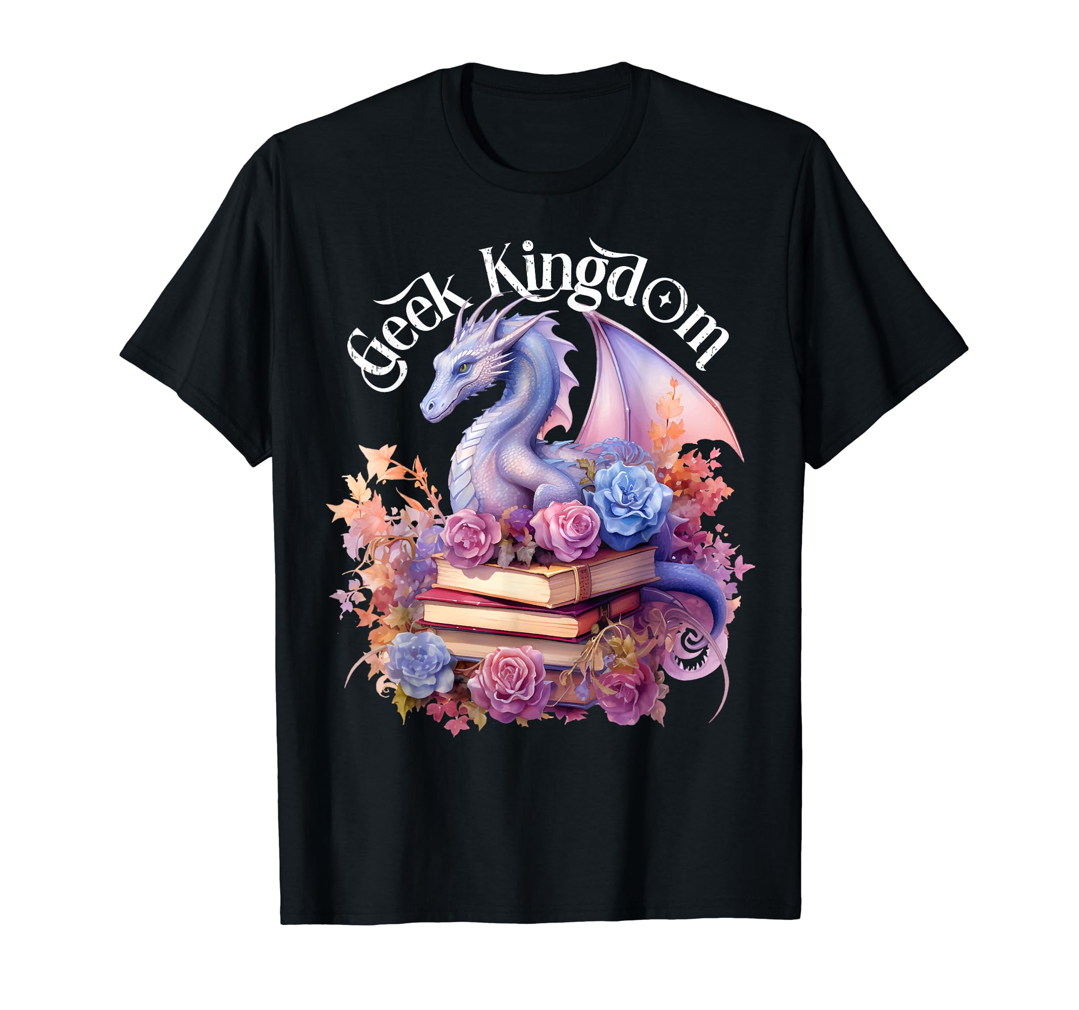 Geek Kingdom Dragons Books Bookworm T-Shirt - Graphic Print Men Women - T-Shirt, Sweatshirt, Hoodie