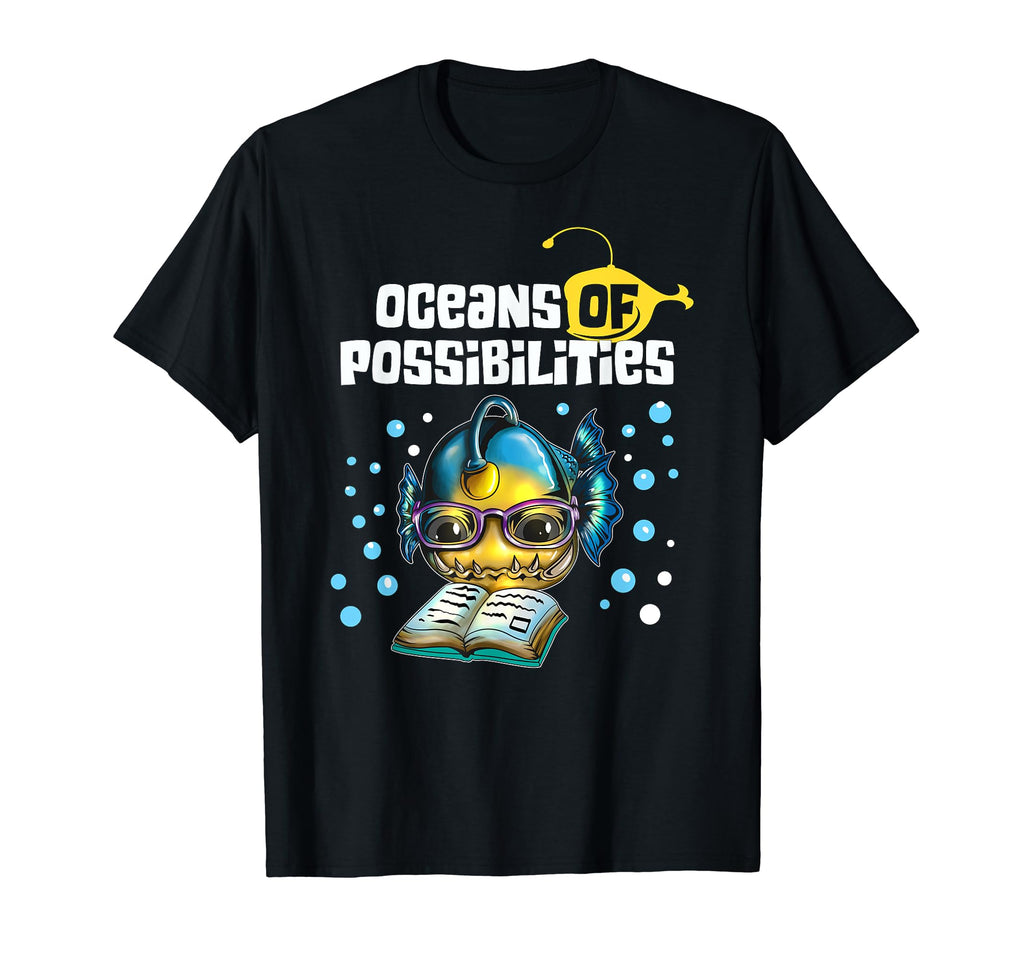 Book Reading Deep Sea Anglers Fish T-Shirt - Novelty Apparel Men Women - T-Shirt, Sweatshirt, Hoodie