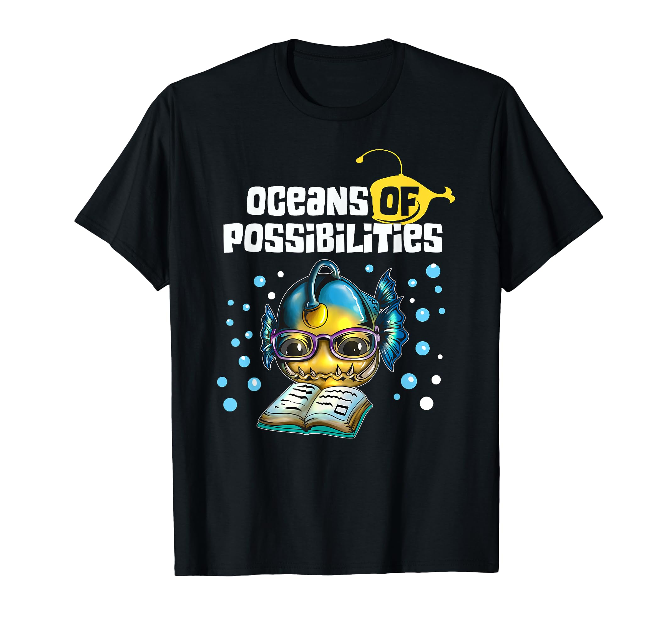 Book Reading Deep Sea Anglers Fish T-Shirt - Novelty Apparel Men Women - T-Shirt, Sweatshirt, Hoodie