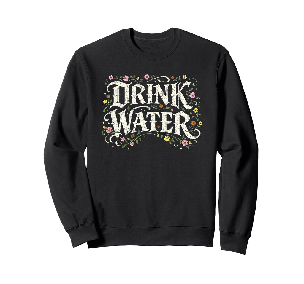 Drink Water Floral Self Wellness Sweatshirt - Graphic Print Men Women - T-Shirt, Sweatshirt, Hoodie