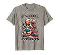 Id Rather Be Book Dragon Reading T-Shirt - Custom Art Print for Adults - T-Shirt, Sweatshirt, Hoodie