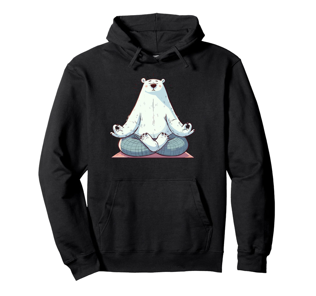 Meditation Polar Bear Yoga Pose Hoodie - Casual Everyday Wear Unisex - T-Shirt, Sweatshirt, Hoodie