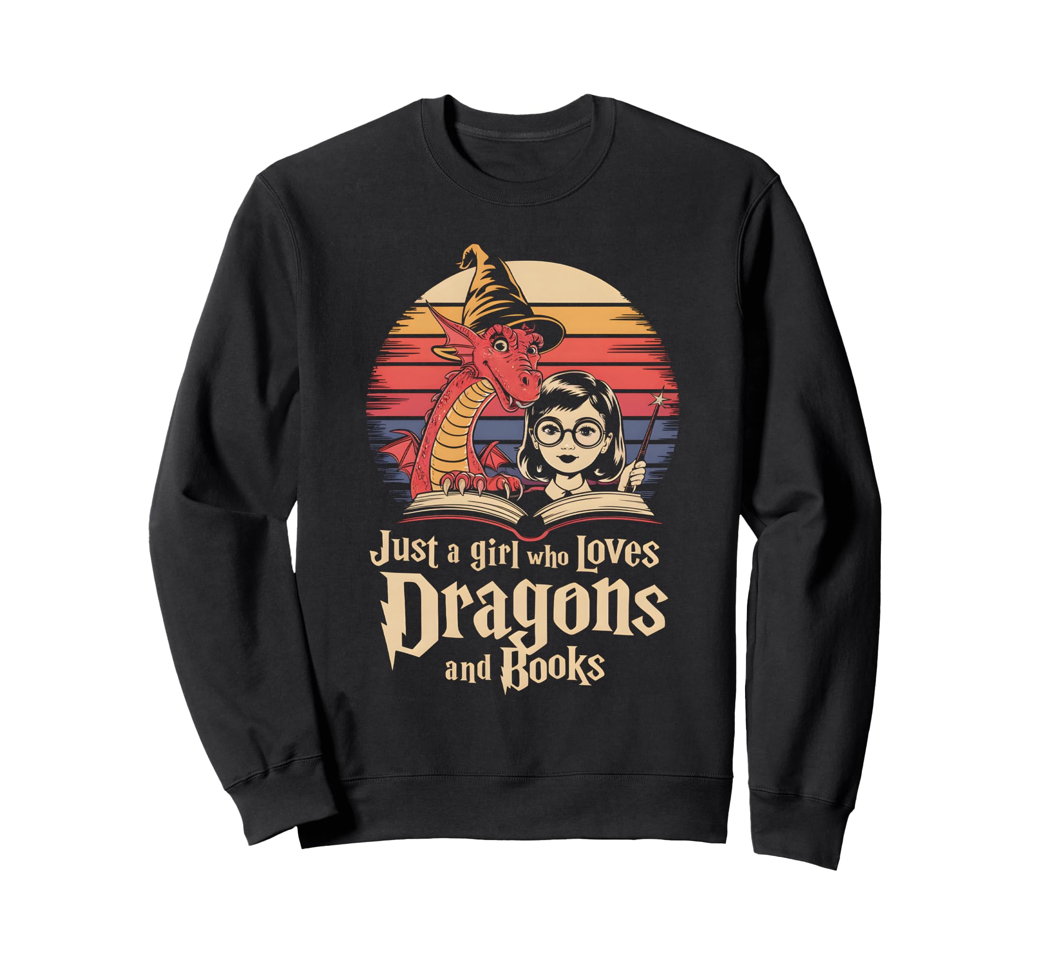 Just Who Loves Dragons And Books Sweatshirt - Aesthetic Graphic Unisex - T-Shirt, Sweatshirt, Hoodie