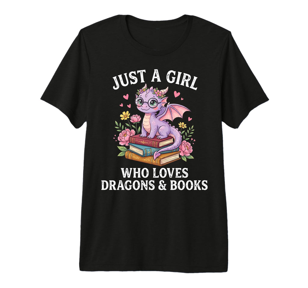 Just Who Loves Dragons And Books Tri T-Shirt - Minimalist Print for Adults - T-Shirt, Sweatshirt, Hoodie