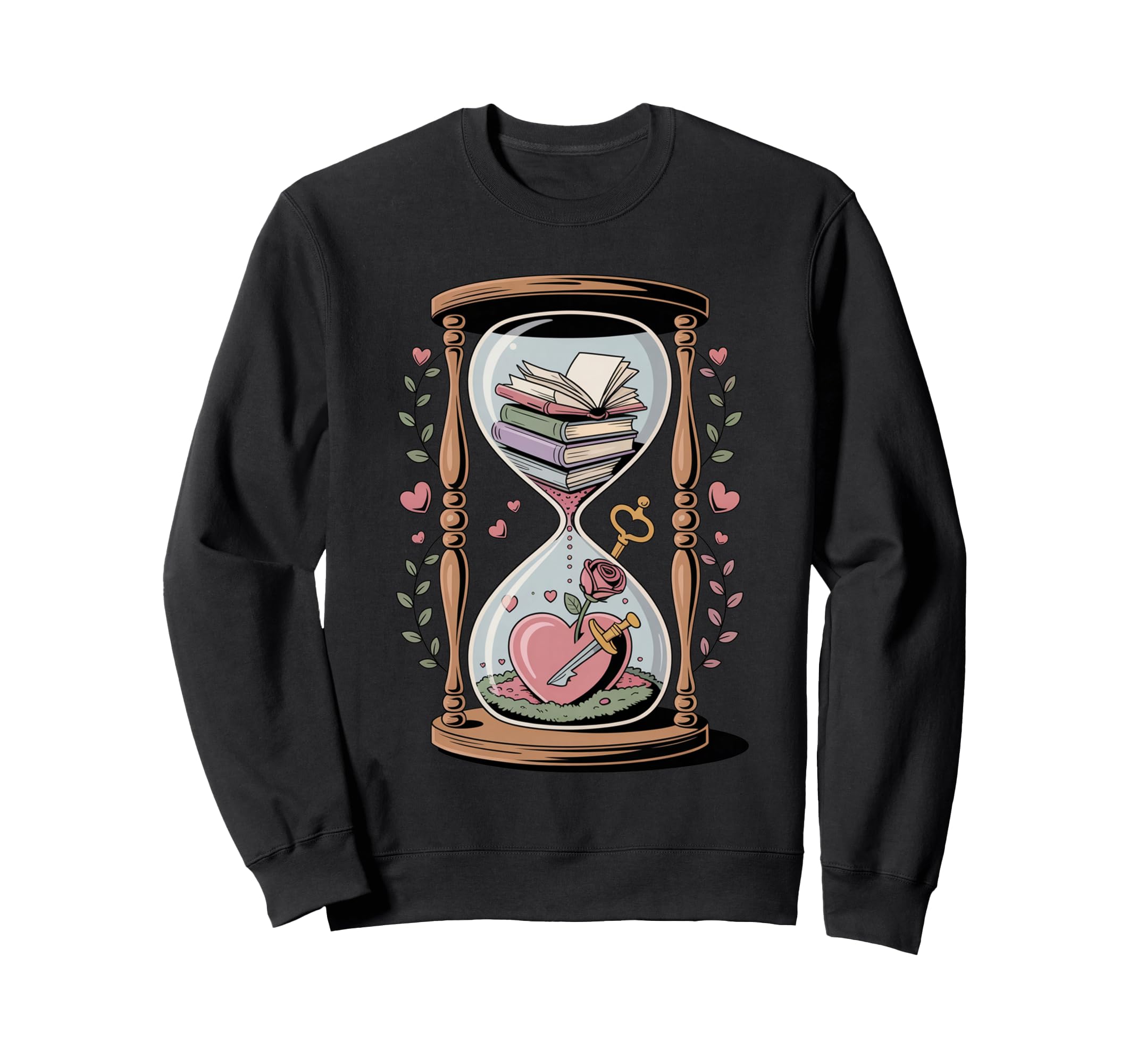 Bookish Hourglass Book Lover Sweatshirt - Unique Graphic for Adults - T-Shirt, Sweatshirt, Hoodie