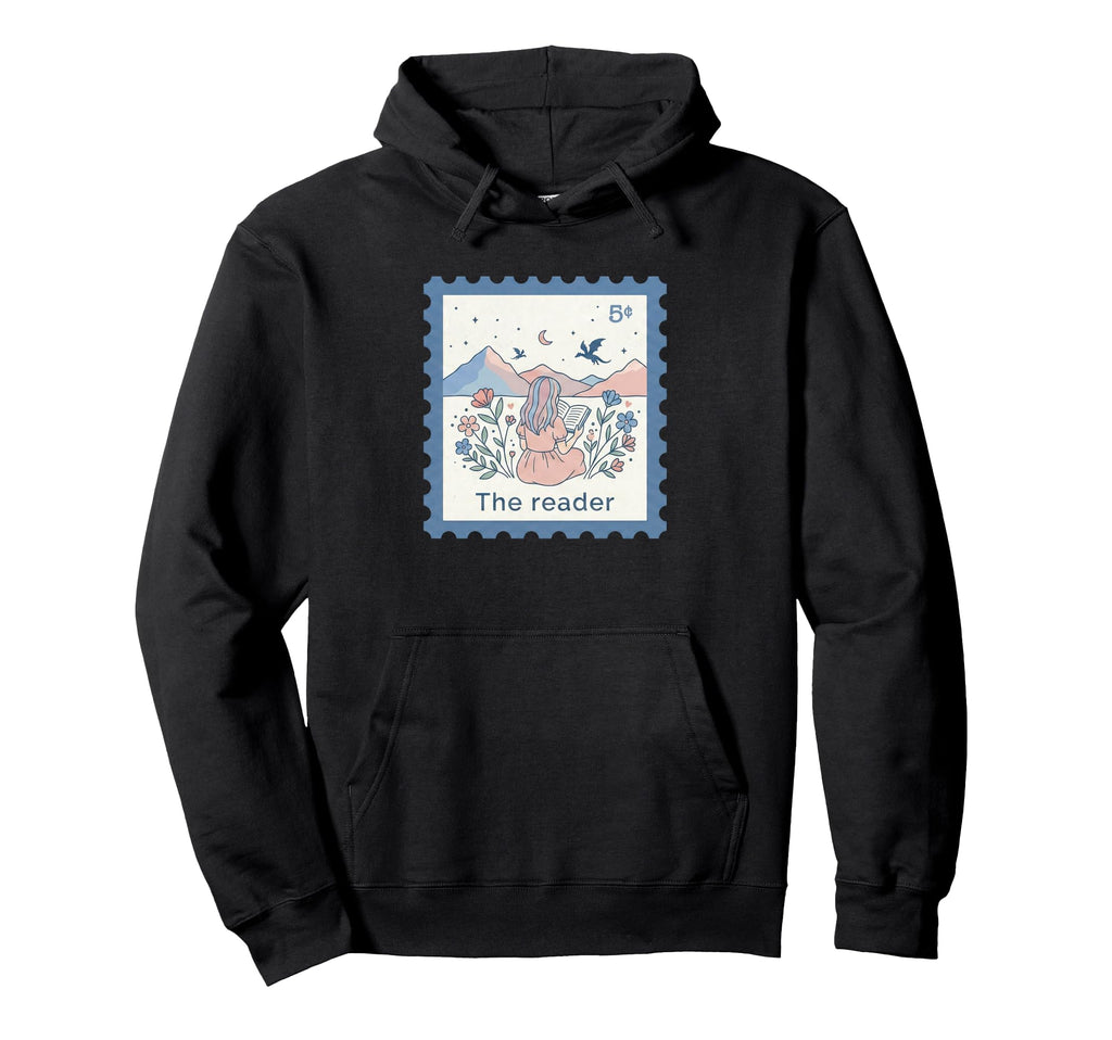 Reader Fantasy Bookish Postage Stamp Hoodie - Novelty Apparel Unisex - T-Shirt, Sweatshirt, Hoodie
